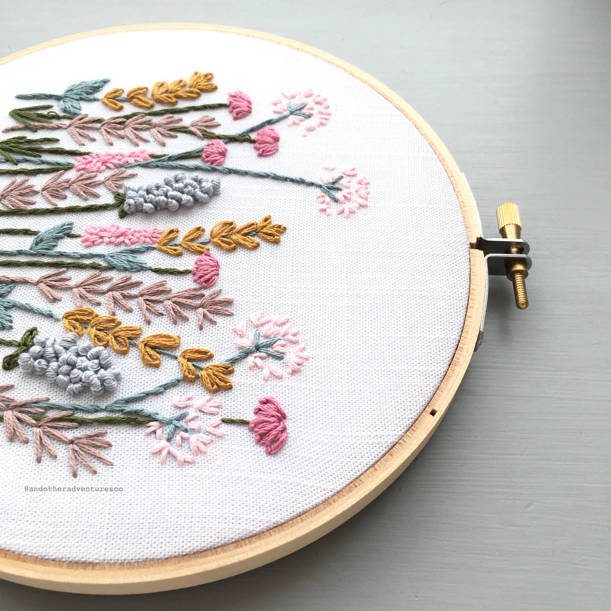 Spring Meadow digital download hand embroidery pattern hoop art by And Other Adventures Embroidery Co