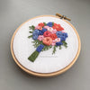 Coral and Blue flower bouquet embroidery pattern by And Other Adventures Embroidery Co