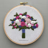 Pink and Periwinkle Hand Embroidered Floral Bouquet | And Other Adventures Embroidery Co