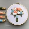 Coral Peony and Blue Hydrangea Summer Floral Bouquet Embroidery by And Other Adventures Embroidery Co