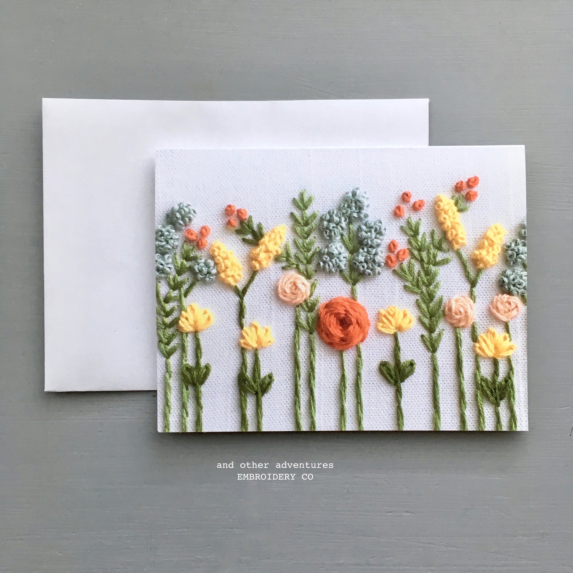 Indian Summer Wildflower Blank Notecard by And Other Adventures Embroidery Co