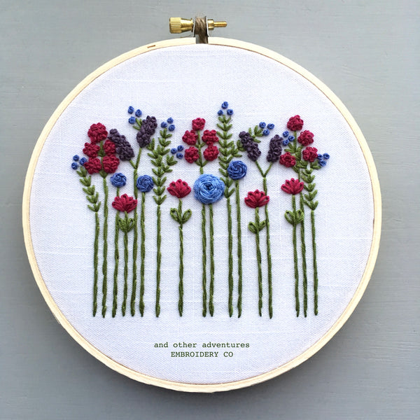 Wildflowers Embroidery Hoop Art - Purple & Crimson - And Other ...