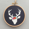 navy deer embroidery by And Other Adventures Embroidery Co