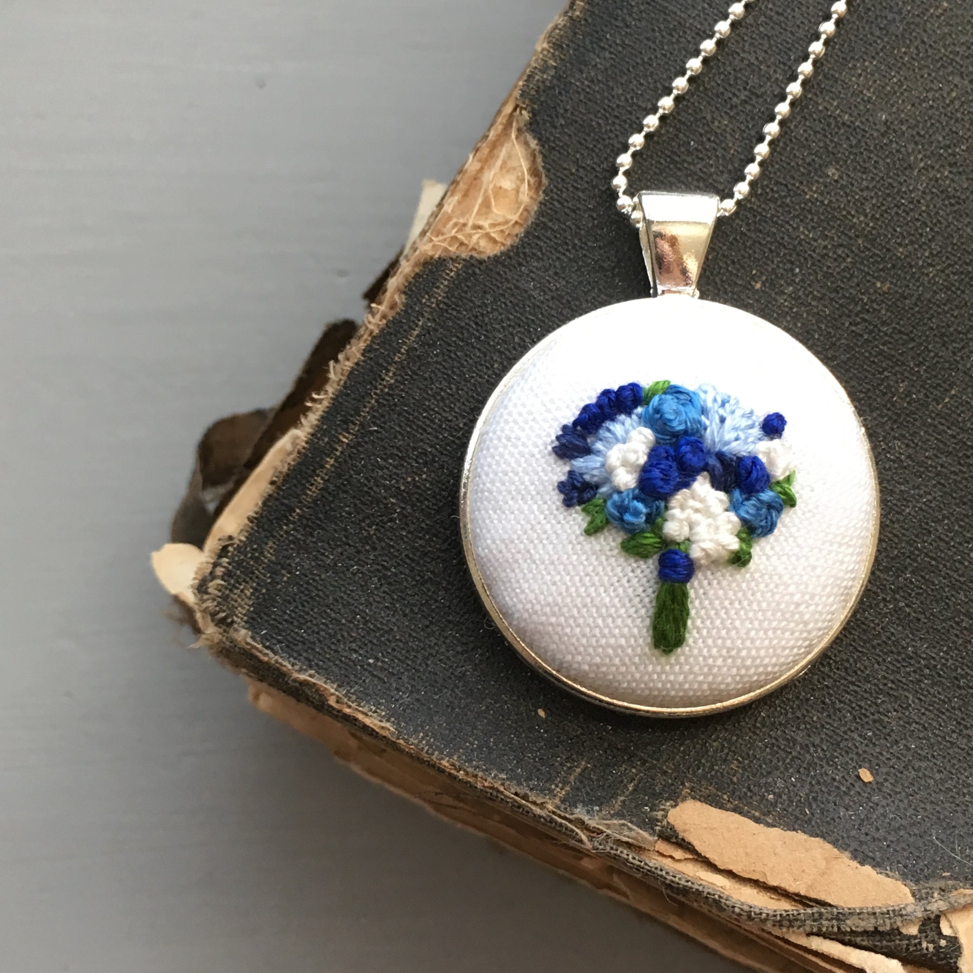 Shades of blue embroidery