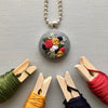Grey Floral Embroidery Necklace